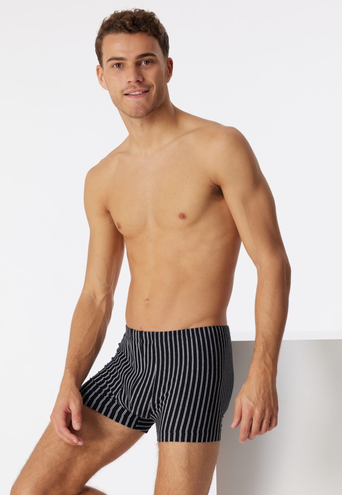 Schiesser Enge Boxershorts Schwarz gestreift - 95/5 für Herren, Größe L, 95 % Baumwolle, 5 % Elasthan