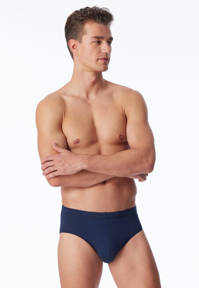 Schiesser Slip Dunkelblau gemustert - Cotton Casuals für Herren, Größe S, 95 % Baumwolle, 5 % Elasthan
