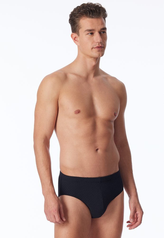 Schiesser Slip Schwarz gemustert - Cotton Casuals für Herren, Größe L, 95 % Baumwolle, 5 % Elasthan