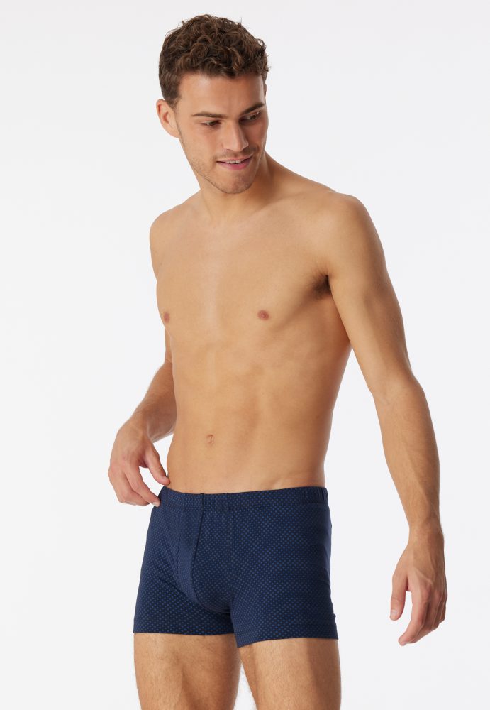 Schiesser Enge Boxershorts Dunkelblau gemustert - Cotton Casuals für Herren, Größe L, 95 % Baumwolle, 5 % Elasthan