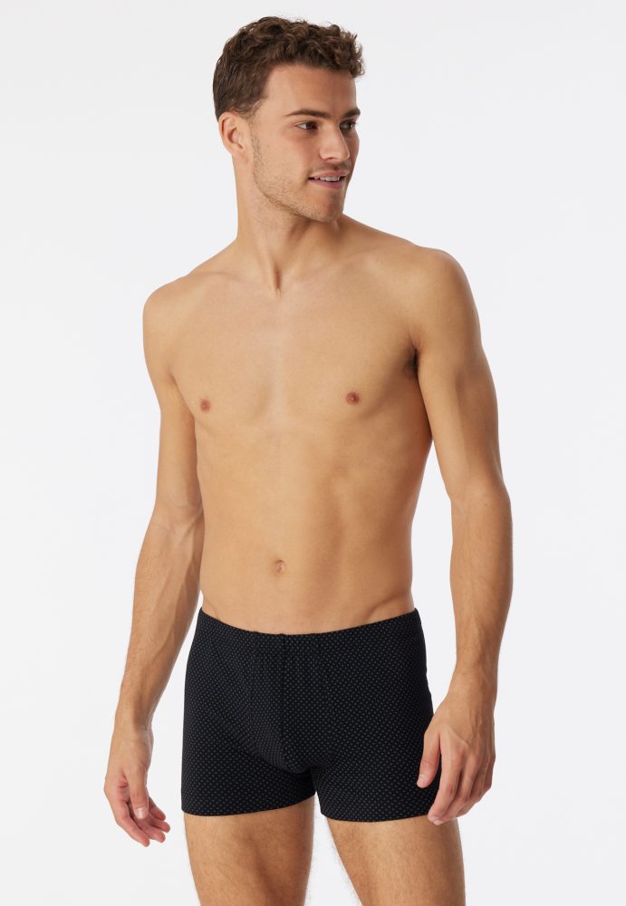 Schiesser Enge Boxershorts Schwarz gemustert - Cotton Casuals für Herren, Größe S, 95 % Baumwolle, 5 % Elasthan