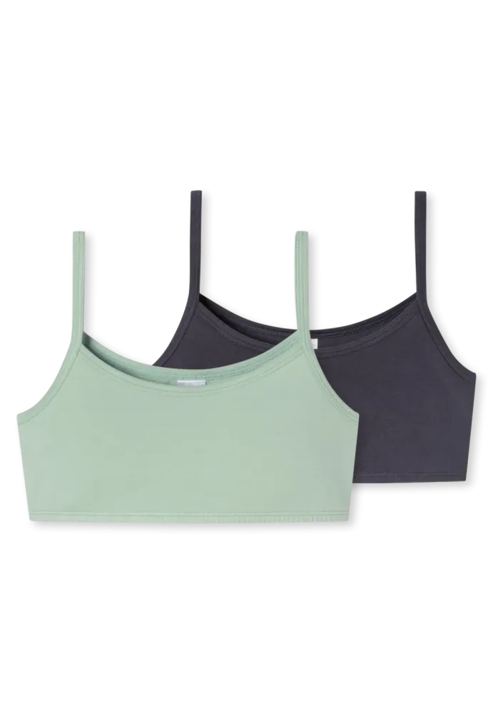 Schiesser Bustier 2er-Pack Schwarz/Mint - 95/5 für Mädchen, Größe 140, 95 % Baumwolle, 5 % Elasthan