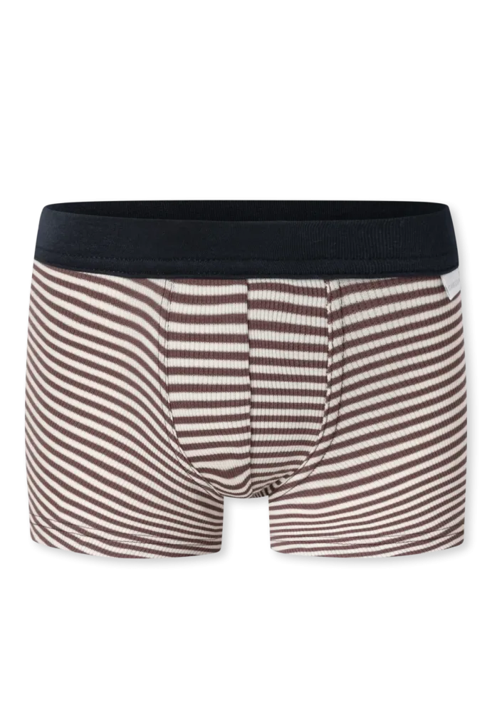 Schiesser Shorts Doppelripp Braun/Weiss gestreift - Double Rib für Jungen, Größe 2Y, 95 % Baumwolle, 5 % Elasthan