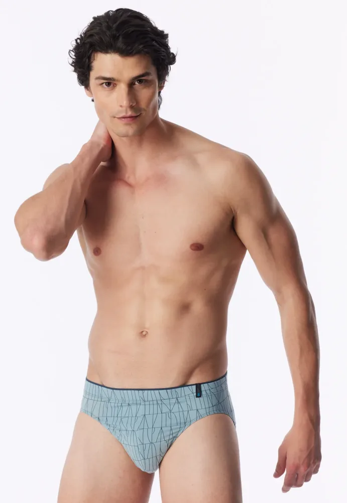 Schiesser Slip Blau gemustert - Long Life Soft für Herren, Größe L, 45 % Baumwolle, 45 % Modal, 10 % Elasthan