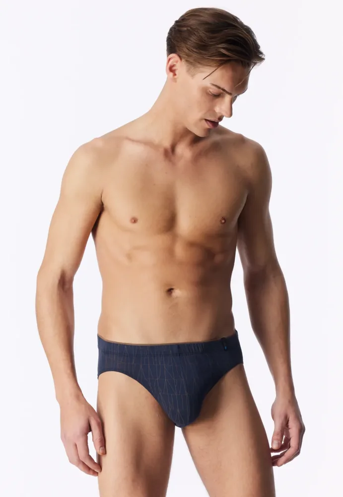 Schiesser Slip Dunkelblau gemustert - Long Life Soft für Herren, Größe M, 45 % Baumwolle, 45 % Modal, 10 % Elasthan