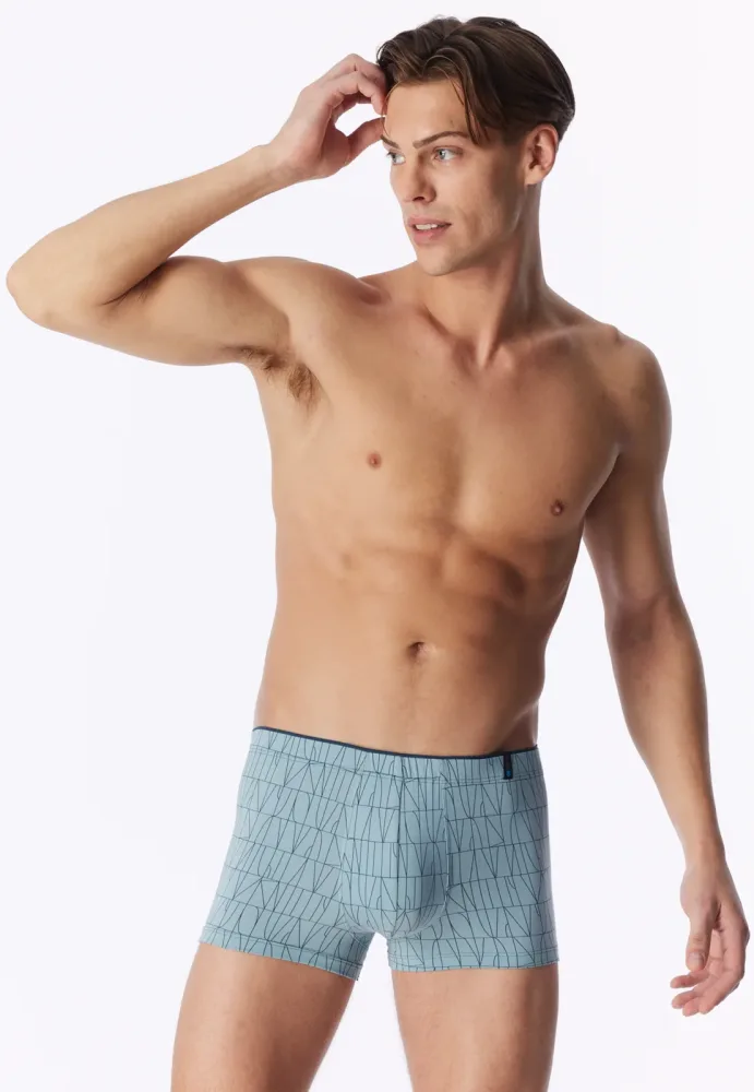 Schiesser Enge Boxershorts Blau gemustert - Long Life Soft für Herren, Größe S, 45 % Baumwolle, 45 % Modal, 10 % Elasthan