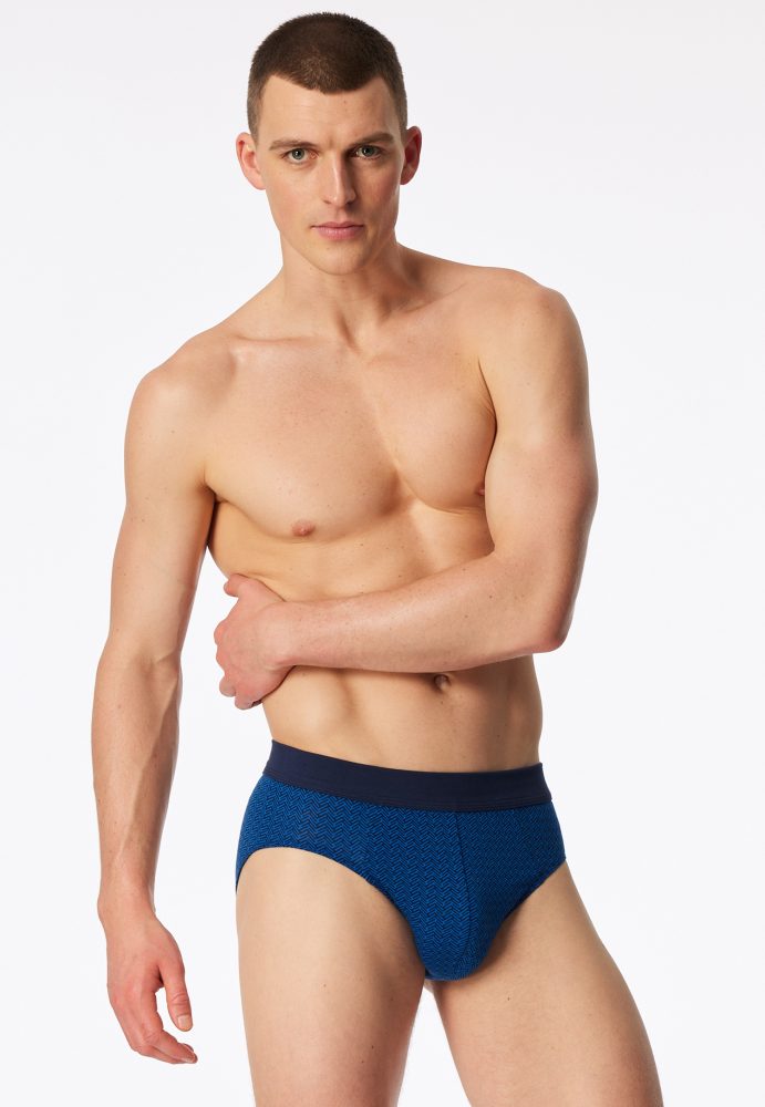 Schiesser Slip Blau gemustert - Comfort Fit für Herren, Größe 4XL, 95 % Baumwolle, 5 % Elasthan