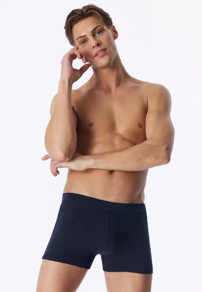 Schiesser Enge Boxershorts Dunkelblau gemustert - Comfort Fit für Herren, Größe M, 95 % Baumwolle, 5 % Elasthan