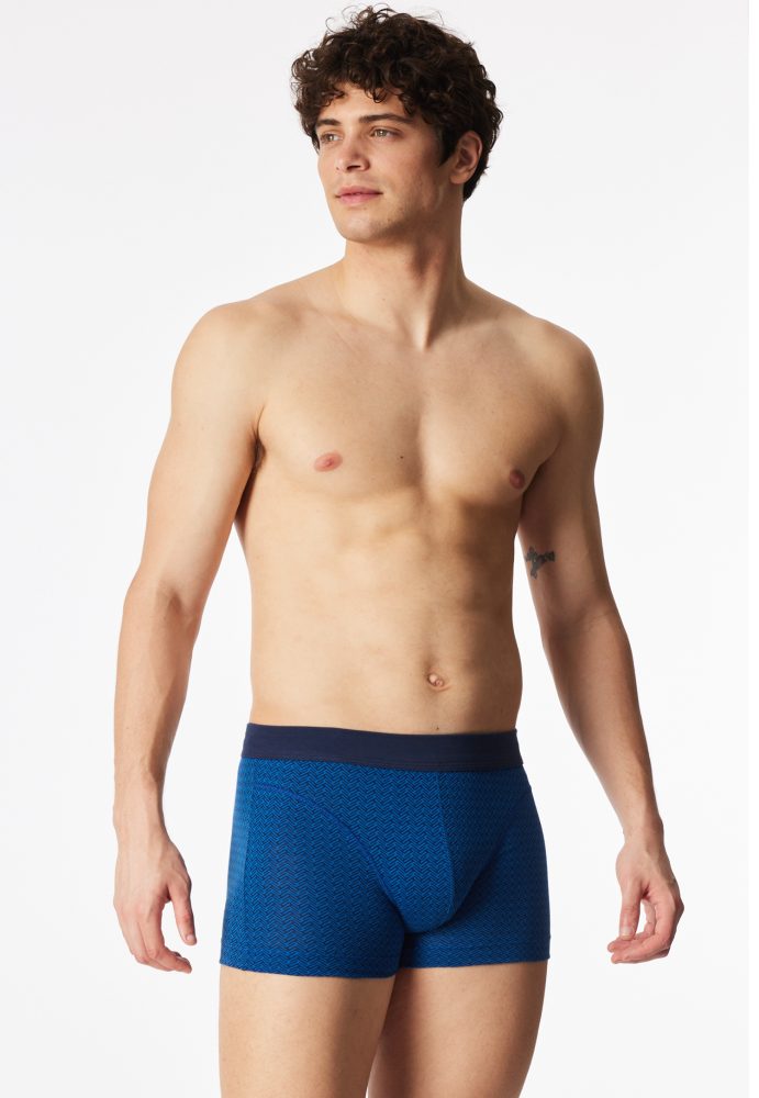 Schiesser Enge Boxershorts Blau gemustert - Comfort Fit für Herren, Größe XXL, 95 % Baumwolle, 5 % Elasthan