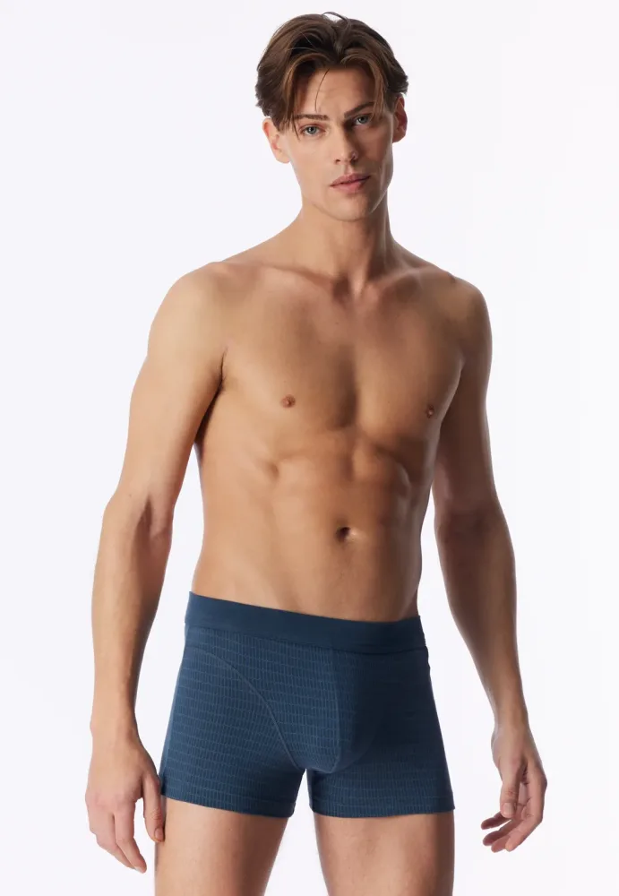 Schiesser Enge Boxershorts Blau gemustert - Comfort Fit für Herren, Größe 3XL, 95 % Baumwolle, 5 % Elasthan