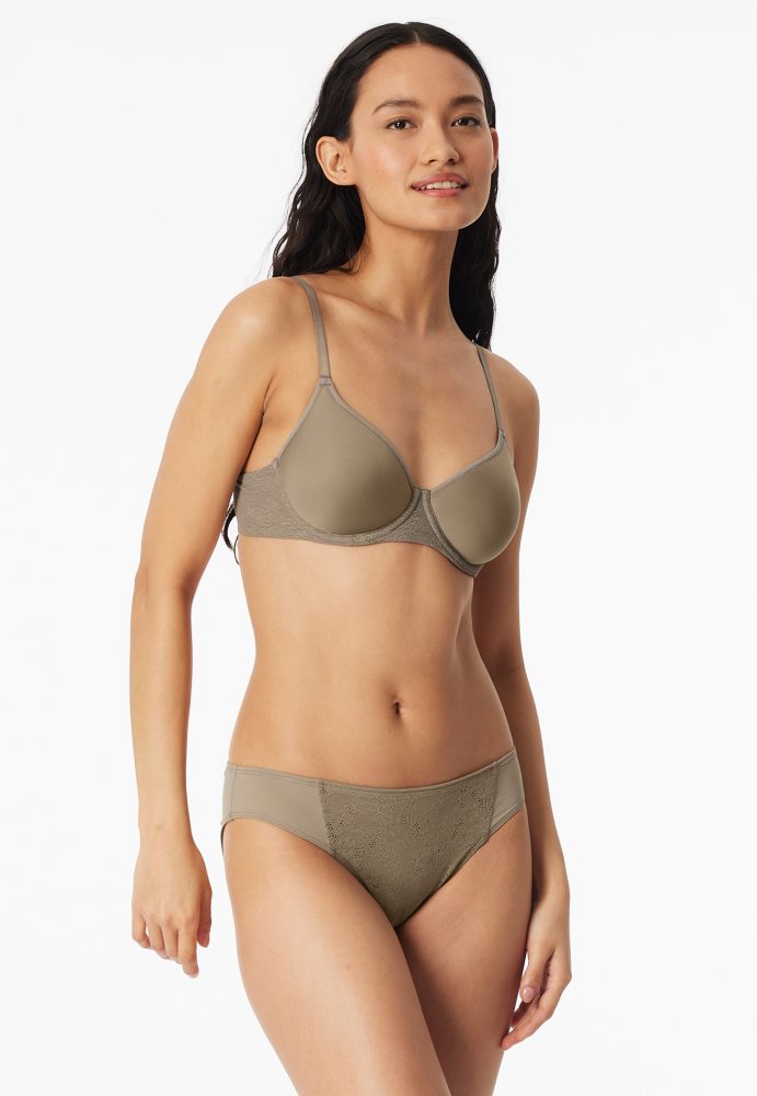 Schiesser Slip mit Spitze Braun - Rio Slip für Damen, Größe S, 85 % Polyamid, 15 % Elasthan