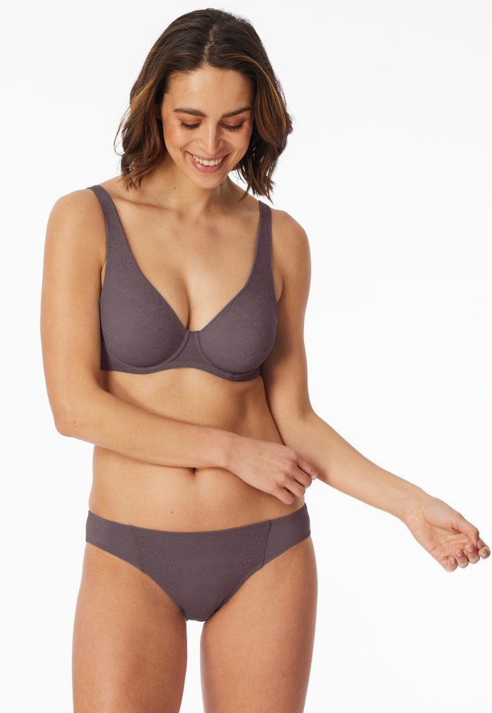 Schiesser Slip mit Spitze Braun - Air für Damen, Größe L, 85 % Polyamid, 15 % Elasthan