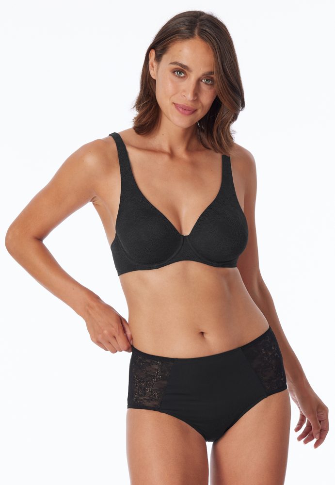 Schiesser High Waist Slip mit Spitze Schwarz - Air für Damen, Größe 4XL, 85 % Polyamid, 15 % Elasthan