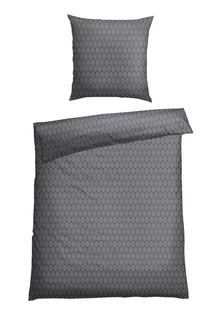 Schiesser Bettwäscheset 2-teilig Grau gemustert - SCHIESSER Home, Größe 135*200, 100 % Baumwolle