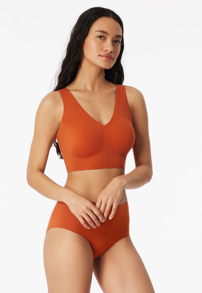 Schiesser Bustier mit herausnehmbaren Pads Orange - Invisble Soft für Damen, Größe 38, 75 % Polyamid, 25 % Elasthan