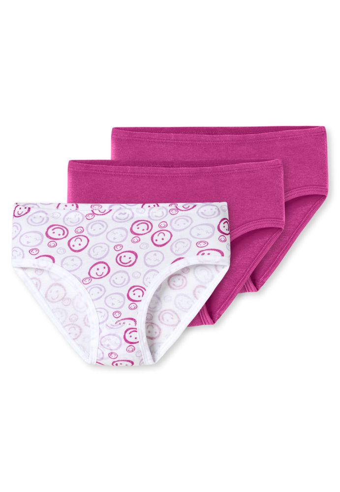 Schiesser Slip Feinripp 3er-Pack Pink/Weiss - Fine Rib für Mädchen, Größe 4Y, 100 % Baumwolle