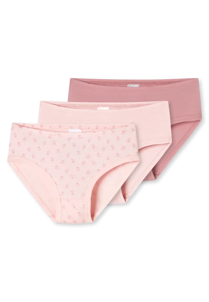 Schiesser Slip 3er-Pack Rosa- Fine Rib für Mädchen, Größe 2Y, 100 % Baumwolle