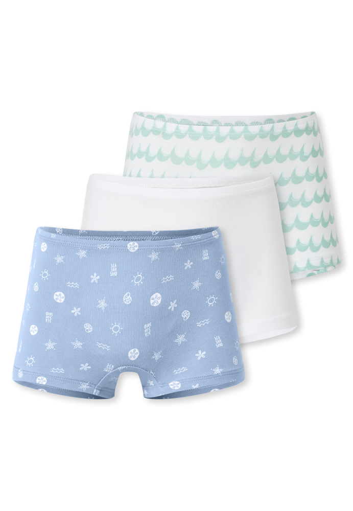 Schiesser Shorts 3er-Pack Blau/Weiss - 95/5 für Mädchen, Größe 4Y, 95 % Baumwolle, 5 % Elasthan