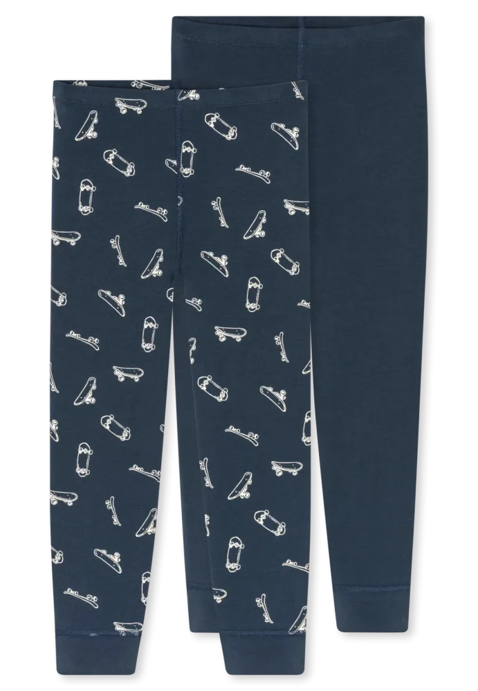Schiesser Unterhose lang 2er-Pack Blau gemustert - 95/5 für Jungen, Größe 2Y, 95 % Baumwolle, 5 % Elasthan