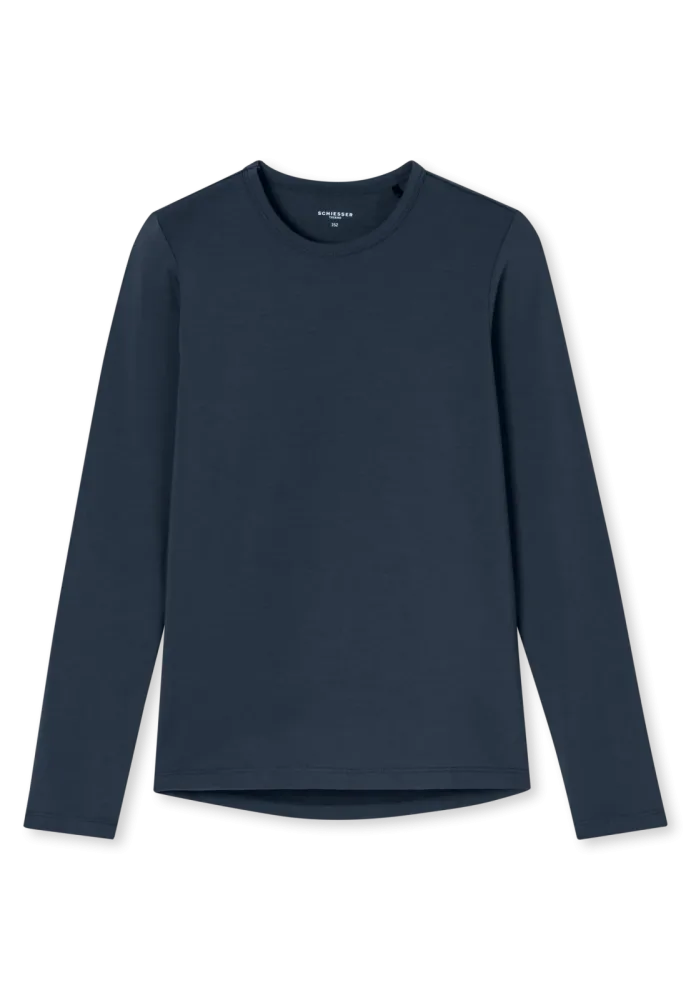 Schiesser Shirt Dunkelblau - Thermo für Kinder Unisex, Größe M, 35 % Viskose, 30 % Baumwolle, 25 % Polyacryl, 10 % Elasthan