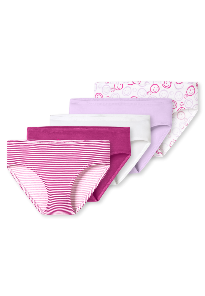Schiesser Slip 5er-Pack Pink gemustert - 95/5 für Mädchen, Größe 4Y, 95 % Baumwolle, 5 % Elasthan