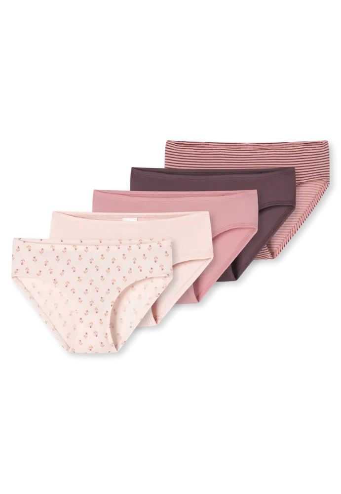 Schiesser Slip 5er-Pack Rosa gemustert - 95/5 für Mädchen, Größe 2Y, 95 % Baumwolle, 5 % Elasthan