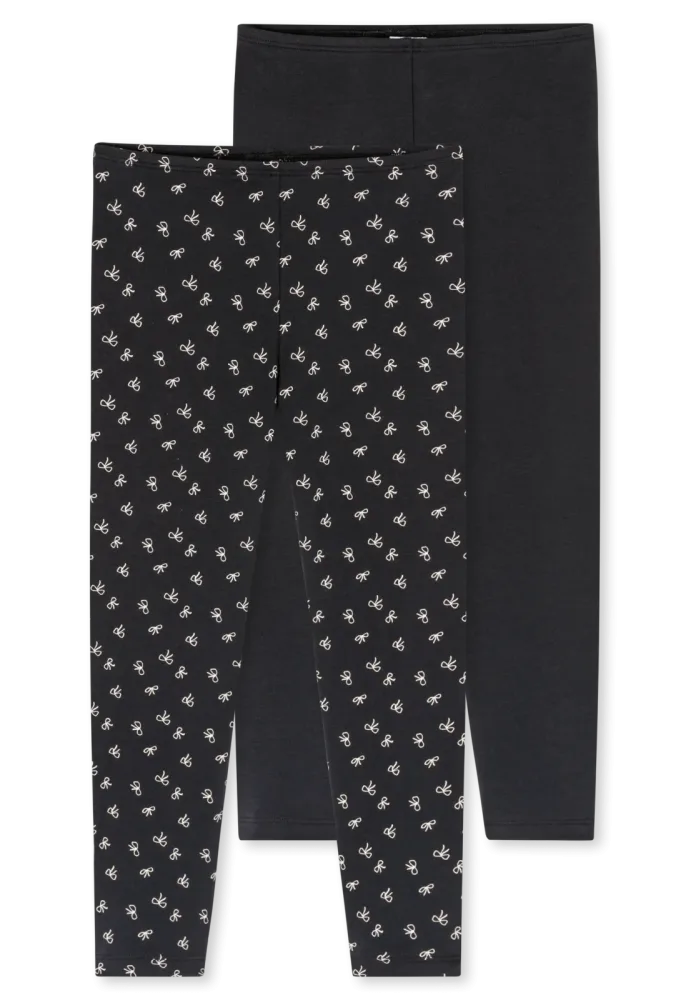 Schiesser Leggings 2er-Pack Schwarz/Weiss gemustert - 95/5 für Mädchen, Größe 6Y, 95 % Baumwolle, 5 % Elasthan
