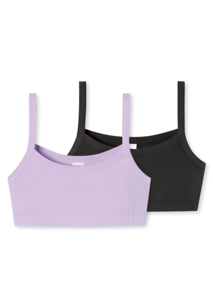 Schiesser Bustier 2er-Pack Schwarz/Flieder - Fresh Vibe für Mädchen, Größe 164, 50 % Baumwolle, 5 % Elasthan, 45 % Modal