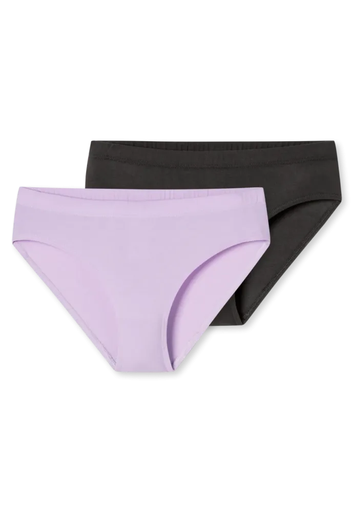 Schiesser Slip 2er-Pack Schwarz/Flieder - Fresh Vibe für Mädchen, Größe XS, 50 % Baumwolle, 5 % Elasthan, 45 % Modal