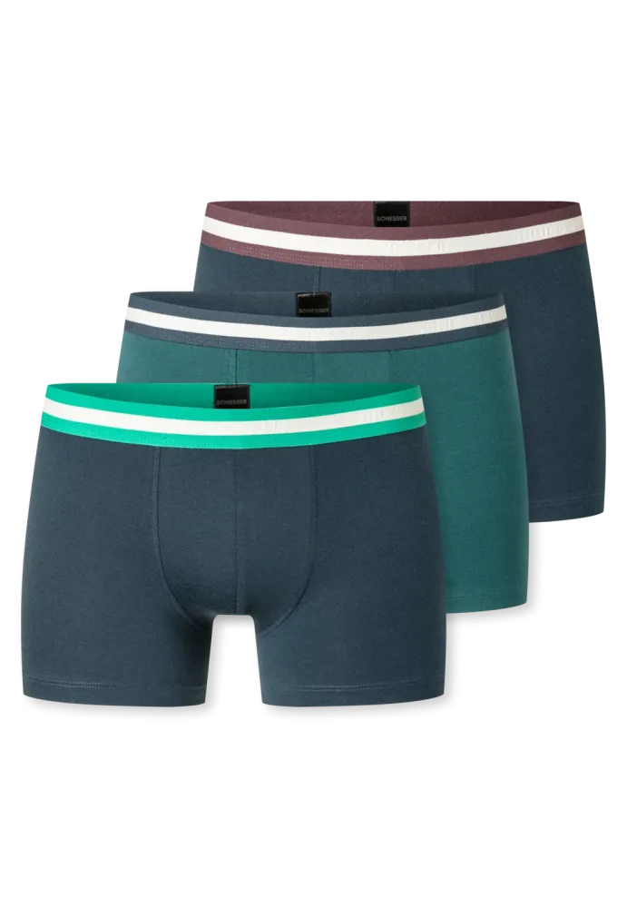 Schiesser Shorts 3er-Pack Blau/Petrol - 95/5 für Jungen, Größe M, 95 % Baumwolle, 5 % Elasthan