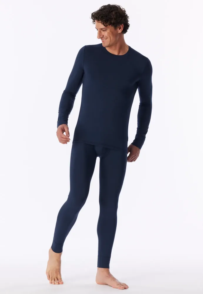 Schiesser Shirt Dunkelblau - Casual Warming für Herren, Größe M, 35 % Viskose, 30 % Baumwolle, 25 % Polyacryl, 10 % Elasthan
