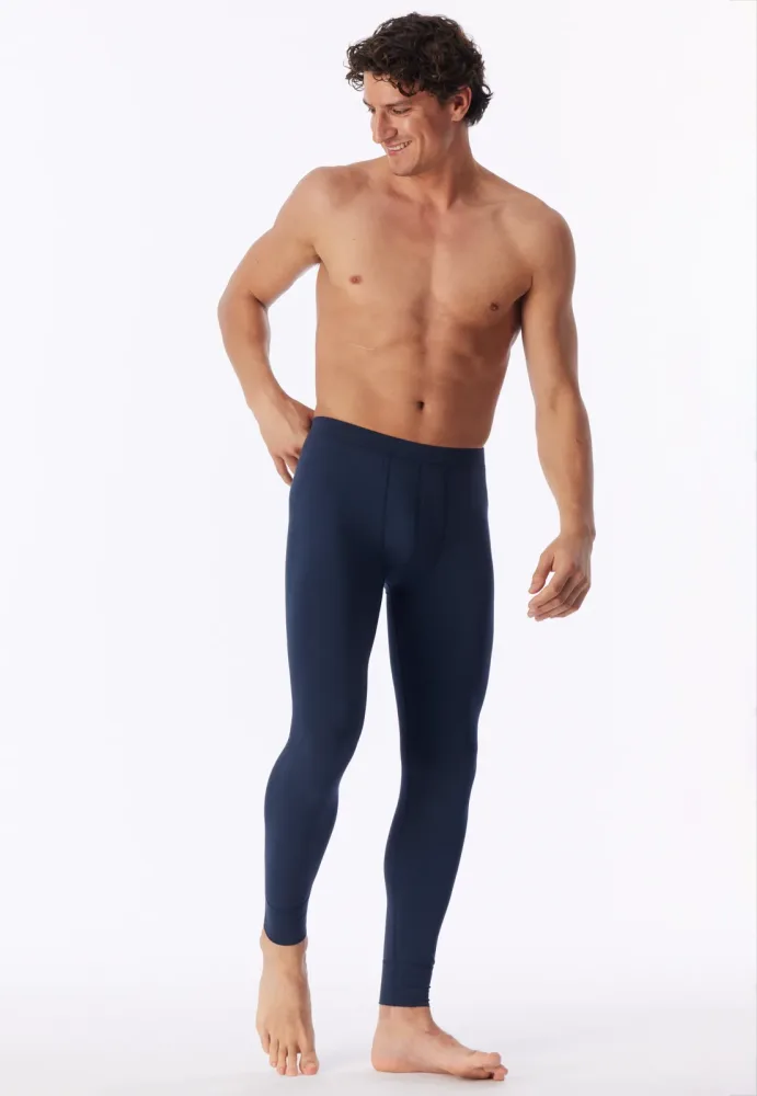Schiesser Unterhose lang Dunkelblau - Casual Warming für Herren, Größe M, 35 % Viskose, 30 % Baumwolle, 25 % Polyacryl, 10 % Elasthan