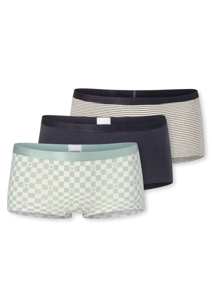 Schiesser Shorts 3er-Pack Bunt gemustert - 95/5 für Mädchen, Größe M, 95 % Baumwolle, 5 % Elasthan