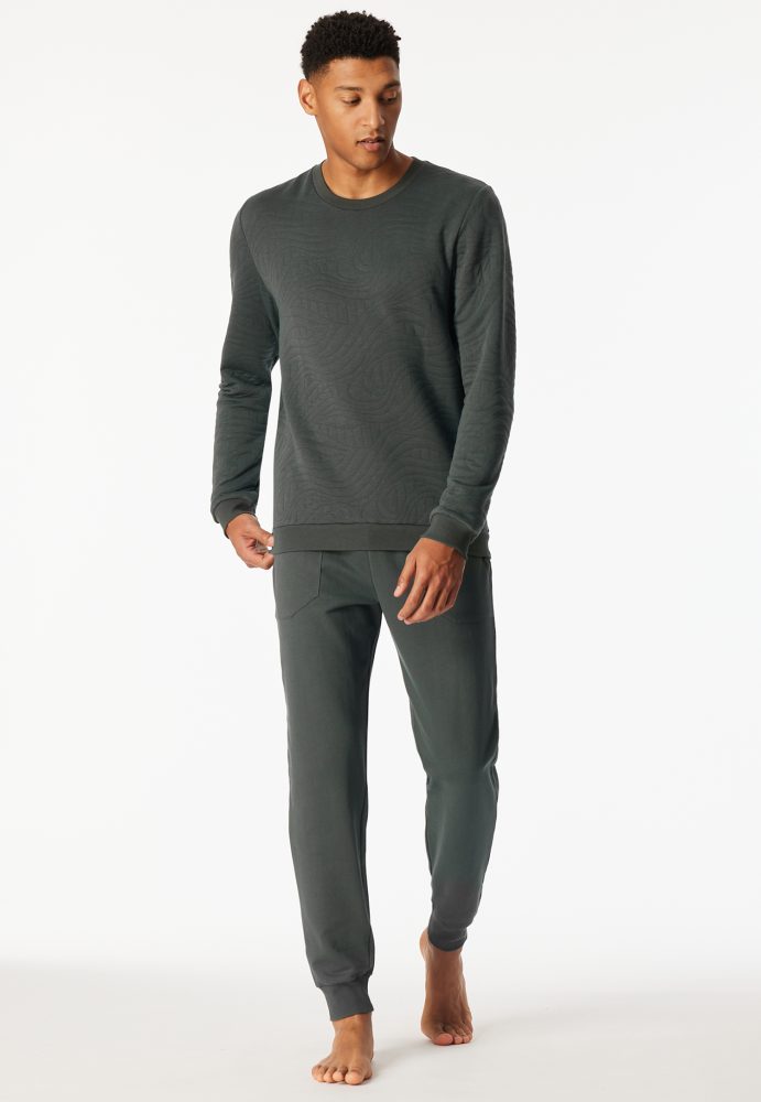Schiesser Sweatshirt Grün - Mix+Relax für Herren, Größe M, 70 % Baumwolle, 30 % Polyester