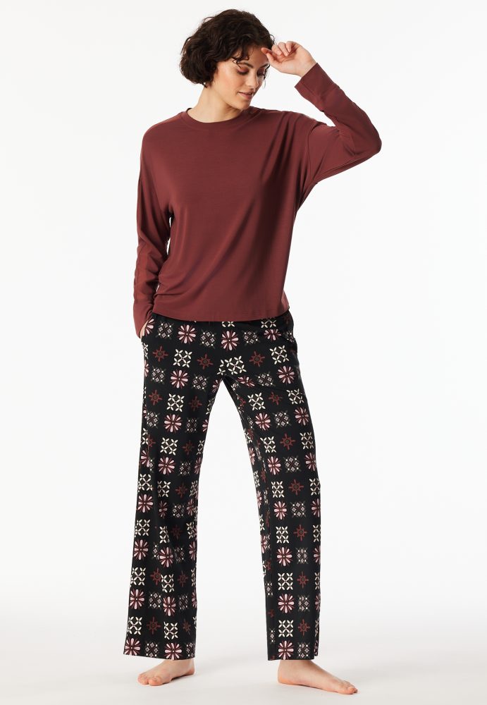 Schiesser Shirt Bordeaux - Mix+Relax für Damen, Größe S, 95 % Modal, 5 % Elasthan