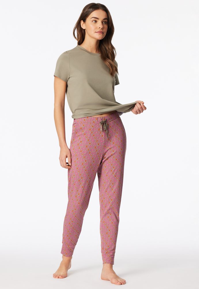 Schiesser Hose mit Bündchen Bunt gemustert - Mix+Relax für Damen, Größe M, 95 % Baumwolle, 5 % Elasthan