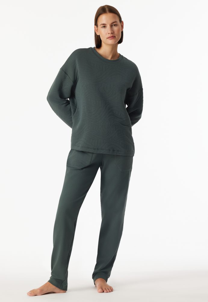 Schiesser Sweatshirt Khaki - Mix+Relax für Damen, Größe XS, 70 % Baumwolle, 30 % Polyester