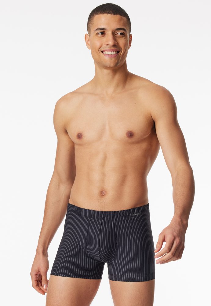 Schiesser Enge Boxershorts Schwarz gestreift - Pure Micro für Herren, Größe XL, 80 % Polyamid, 20 % Elasthan