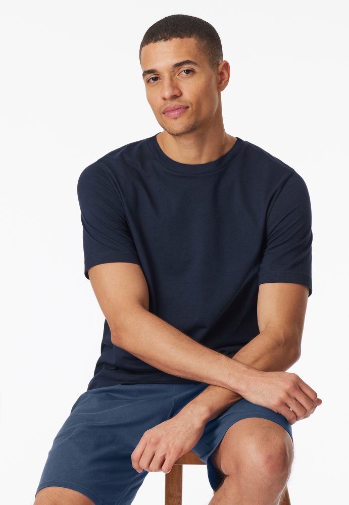 Schiesser T-Shirt Dunkelblau - Mix+Relax für Herren, Größe S, 100 % Baumwolle