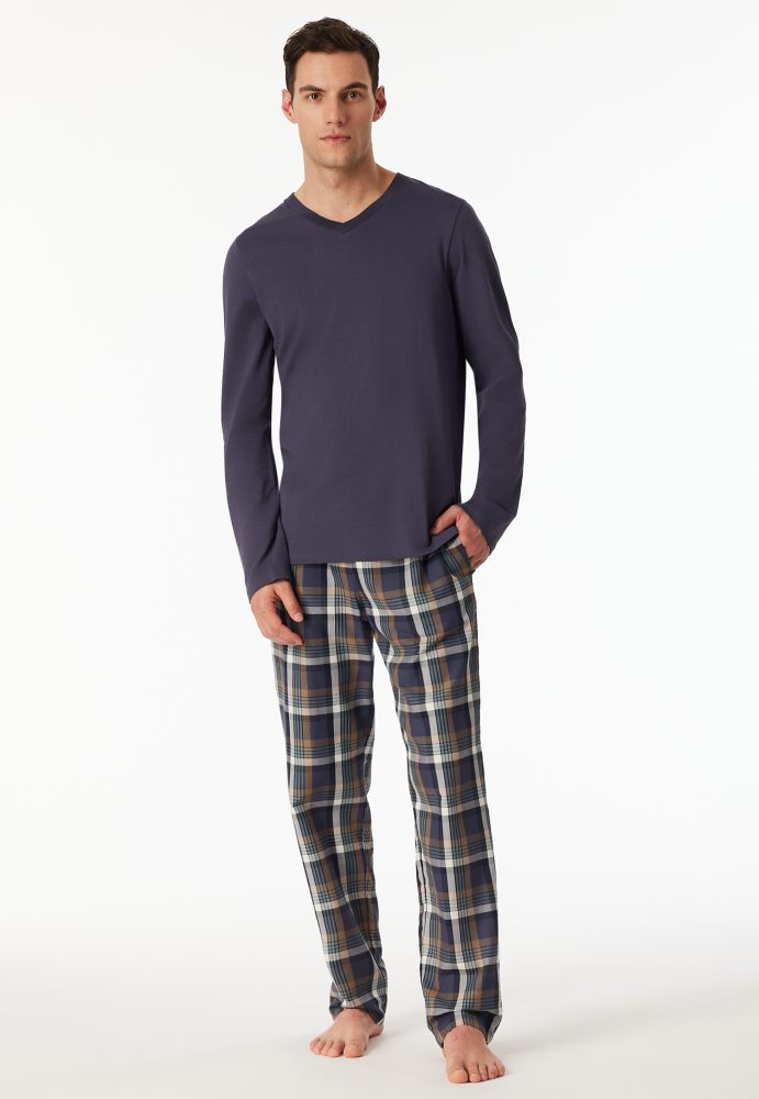 Schiesser Shirt V-Ausschnitt Lila - Mix+Relax für Herren, Größe S, 100 % Baumwolle