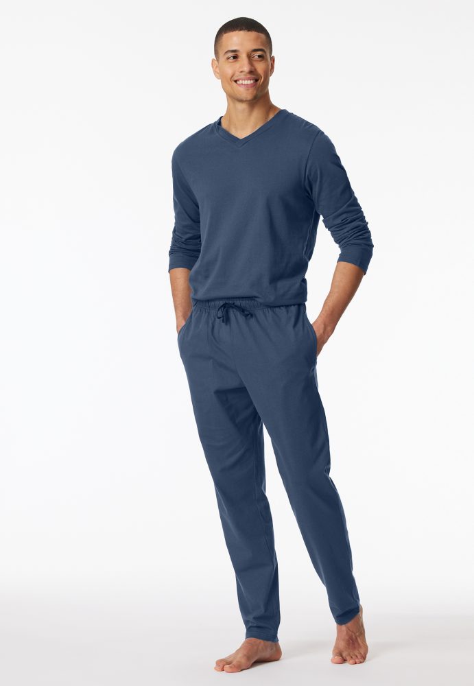 Schiesser Hose Blau - Mix+Relax für Herren, Größe L, 100 % Baumwolle