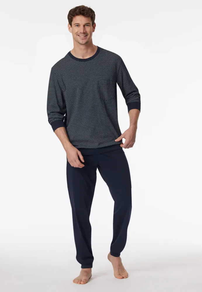 Schiesser -  Pyjama Schlafanzug  - Comfort Essentials, für Herren, Dunkelblau, Größe 58