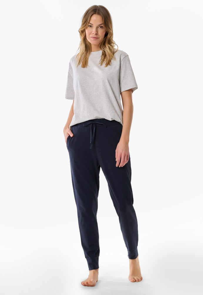 Schiesser Hose mit Bündchen Dunkelblau - Mix+Relax für Damen, Größe 4XL, 95 % Baumwolle, 5 % Elasthan