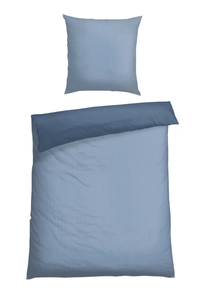 Schiesser Bettwäscheset 2-teilig Blau - SCHIESSER Home, Größe 135*200, 100 % Baumwolle