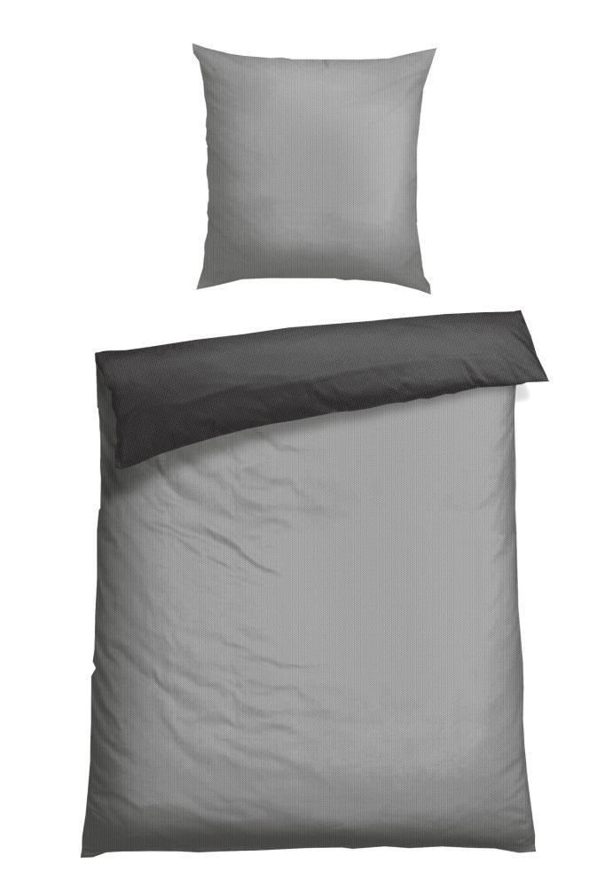 Schiesser Bettwäscheset 2-teilig Grau - SCHIESSER Home, Größe 135*200, 100 % Baumwolle