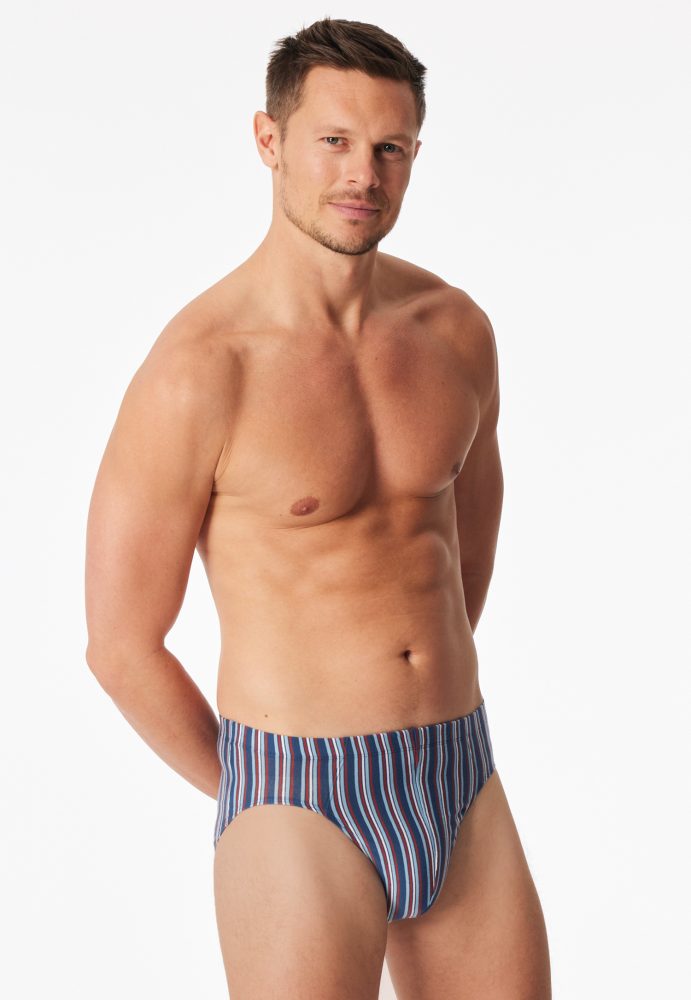 Schiesser Slip Blau/Rot gestreift - 95/5 für Herren, Größe XXL, 95 % Baumwolle, 5 % Elasthan