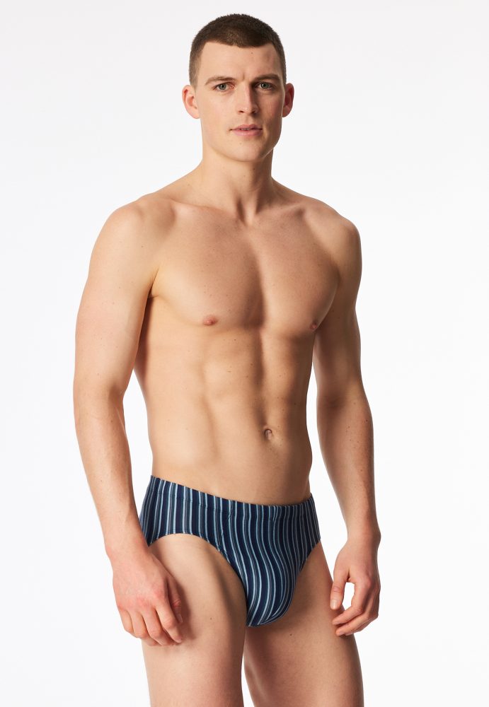 Schiesser Slip Blau gestreift - 95/5 für Herren, Größe L, 95 % Baumwolle, 5 % Elasthan