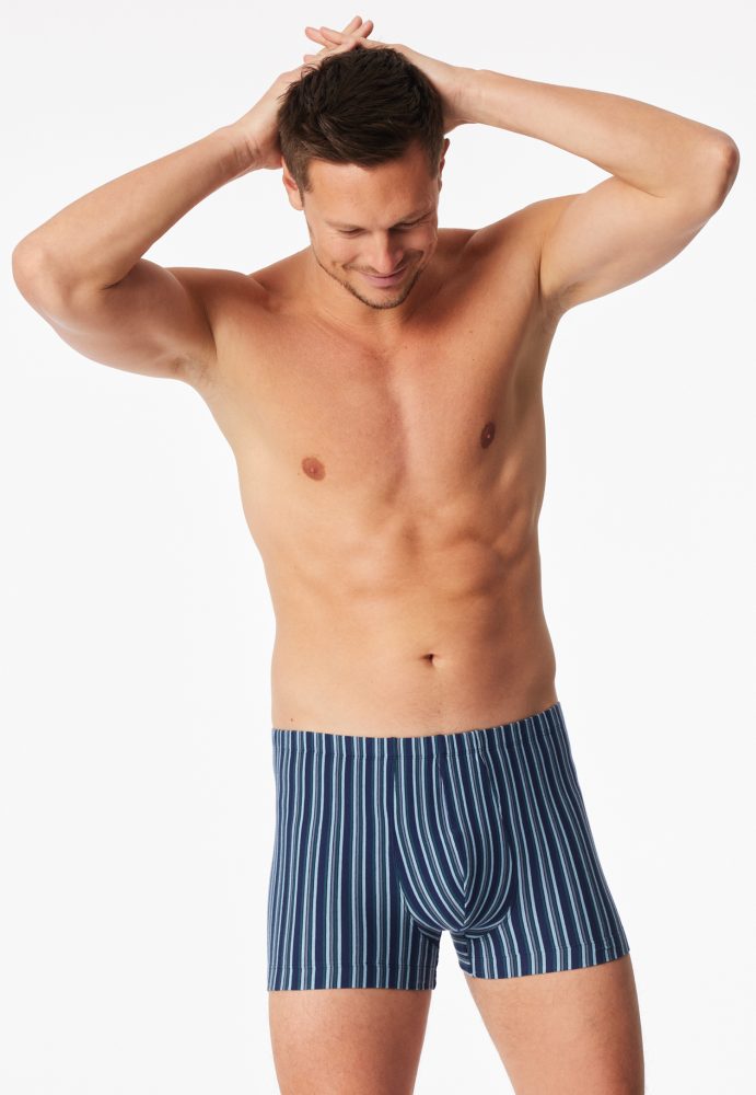 Schiesser Enge Boxershorts Blau gestreift - 95/5 für Herren, Größe M, 95 % Baumwolle, 5 % Elasthan