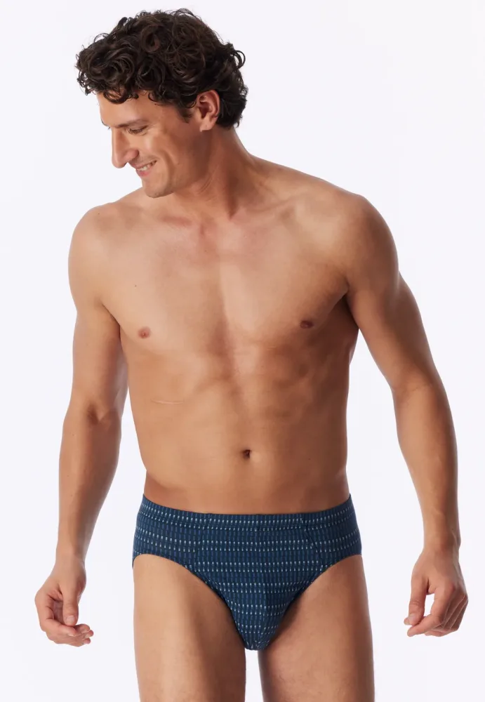 Schiesser Slip Blau gemustert - 95/5 für Herren, Größe M, 95 % Baumwolle, 5 % Elasthan