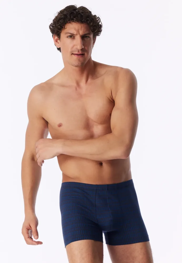 Schiesser Shorts Dunkelblau gemustert - 95/5 für Herren, Größe L, 95 % Baumwolle, 5 % Elasthan